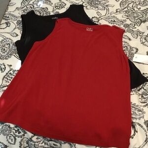 2 croft & barrow Black & Red Crewneck Tank Top
